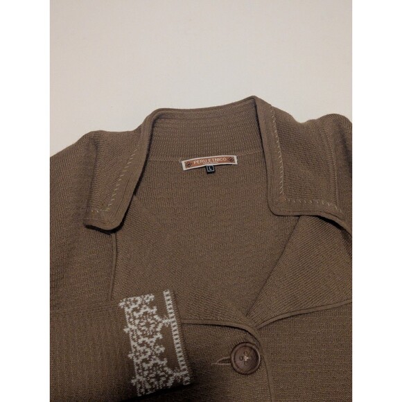 Peru Etnico Womens 100% Baby Alpaca Cardigan Sweater Large Shawl Neck - Picture 8 of 10